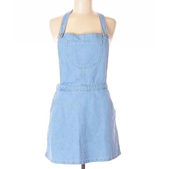 light blue overall dress